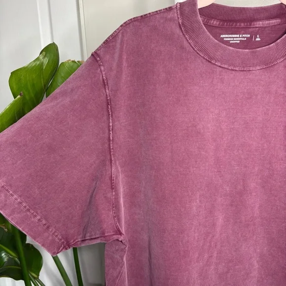 SOLD - NWT Abercrombie & Fitch Men's Premium Heavyweight Cropped T-Shirt - Burg… - Picture 4 of 9